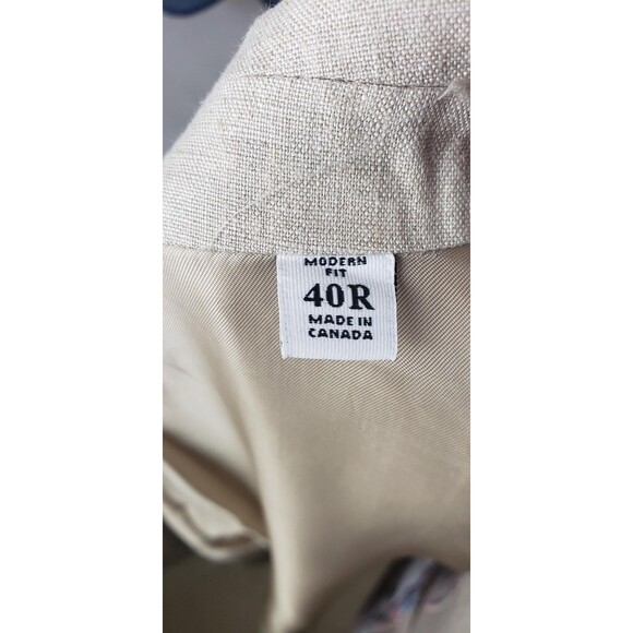 Robert Graham Blazer Mens 40R Beige Linen Modern Fit Sport Coat Paisley Lining - Picture 7 of 12